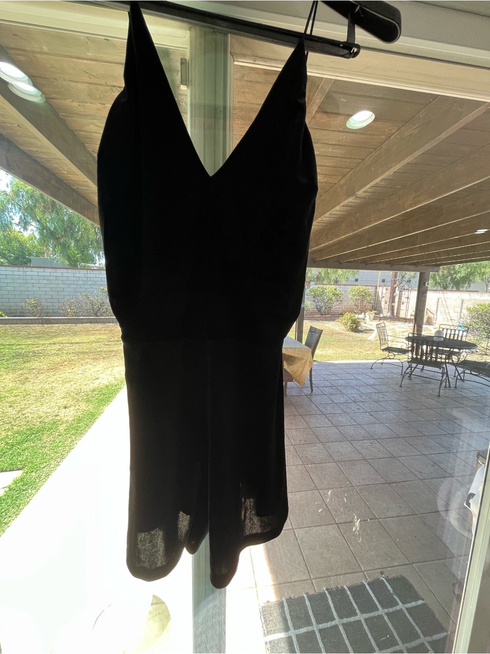 Aqua Black Velvet V-Neck Spaghetti Strap Romper